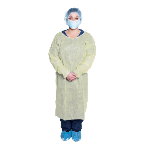 Dukal Corporation 301 Isolation Gown, One Size, Yellow, 10/bg, 5 bg/cs (36 cs/plt) , case