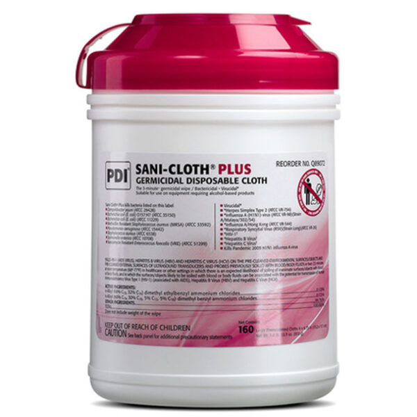PDI - Professional Disposables, Intl. SANI-CLOTH PLUSÂ® Q89072 Plus Germicidal Disposable Cloth, Large 6in. x 6Â¾in., 160/canister, 12 canisters/cs , case